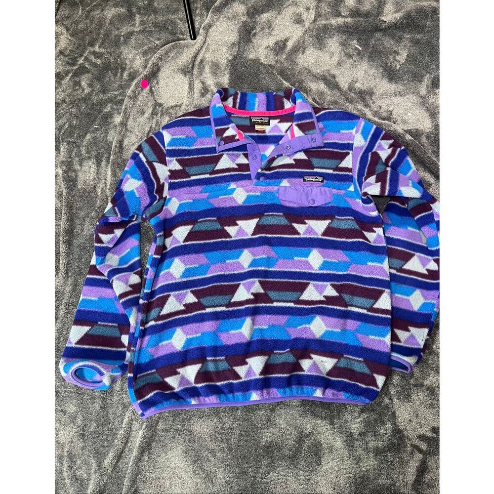 Patagonia Synchilla Snap-T Fleece Pullover Aztec Geometric Purple Blue Women’s S